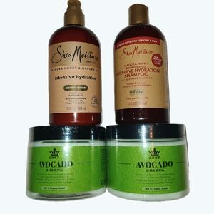 SheaMoisture Manuka Honey Shampoo+ Conditioner+2 Avocado Hair Masks Bundle (NEW)